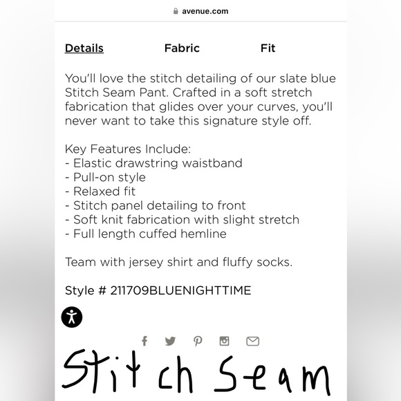 From Avenue: Zim & Zoe stitch seam pants. Size 22. Slate blue. Nice joggers. - Picture 6 of 9